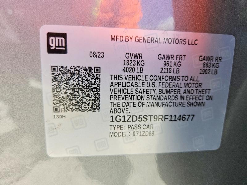 Aukcja sprzedaży 2024 Chevrolet Malibu, vin: 1G1ZD5ST9RF114677, numer aukcji: 51494046