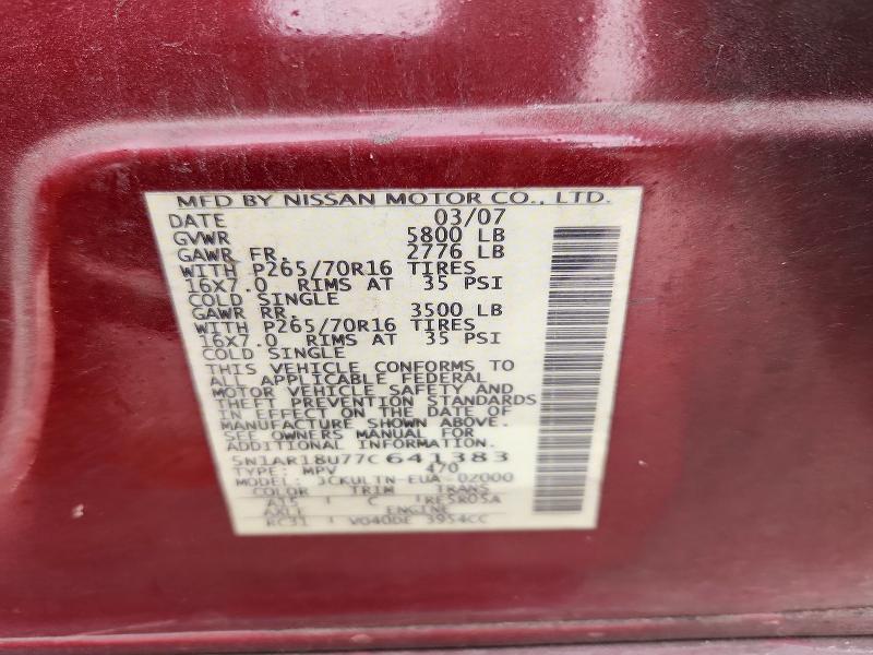 Aukcja sprzedaży 2007 Nissan Pathfinder, vin: 5N1AR18U77C641383, numer aukcji: 50392796