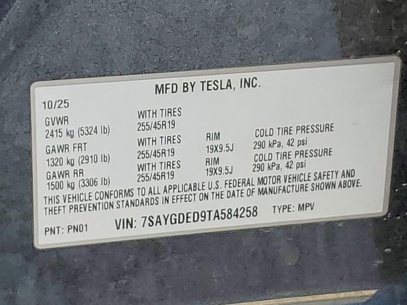 50879366 :رقم المزاد ، 7SAYGDED9TA584258 vin ، 2026 Tesla Model Y مزاد بيع