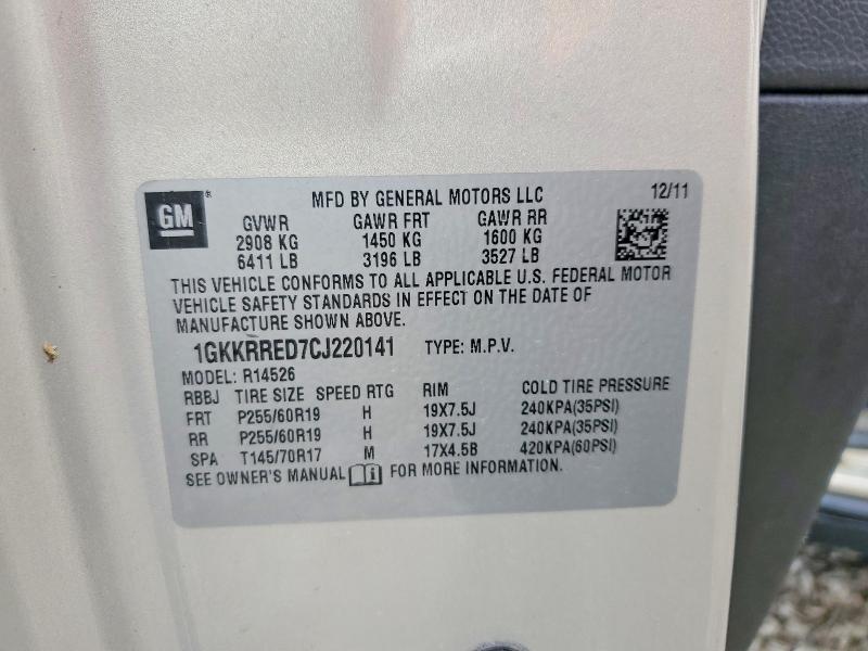 2012 Gmc Acadia მანქანა იყიდება აუქციონზე, vin: 1GKKRRED7CJ220141, აუქციონის ნომერი: 48597296