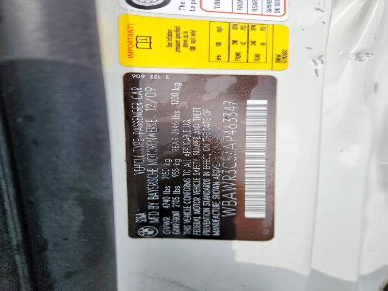48127306 :رقم المزاد ، WBAWR3C57AP463347 vin ، 2010 Bmw 328 مزاد بيع