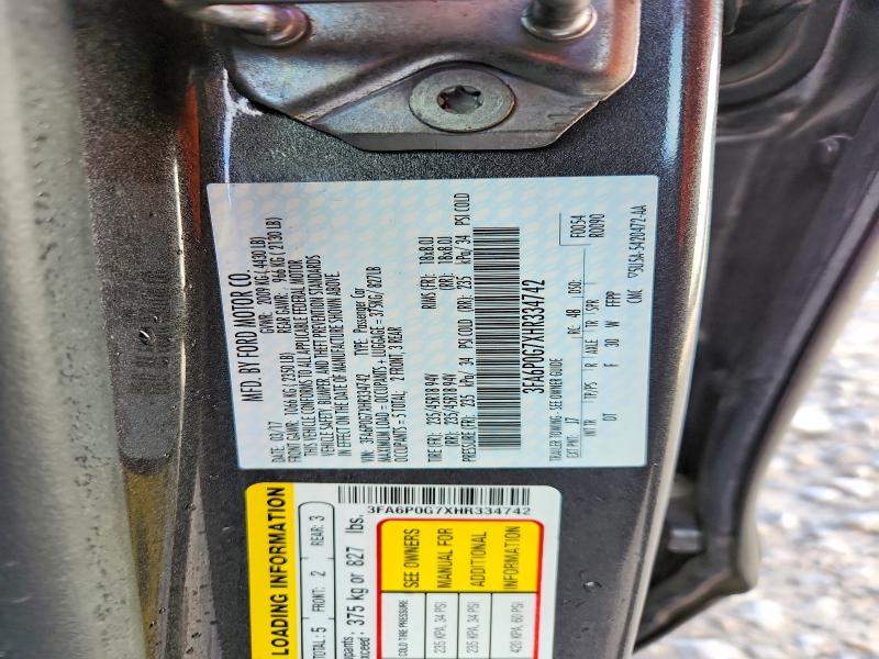 Aukcja sprzedaży 2017 Ford Fusion, vin: 3FA6P0G7XHR334742, numer aukcji: 51823426