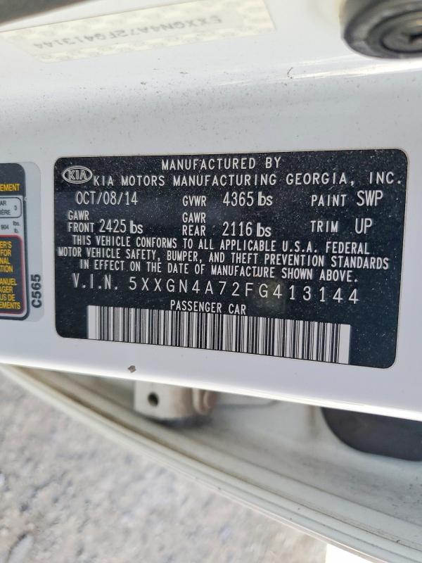 Auction sale of the 2015 Kia Optima, vin: 5XXGN4A72FG413144, lot number: 50334956