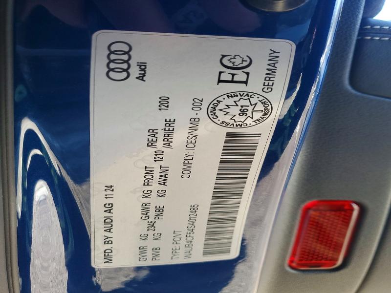 2025 Audi S5 მანქანა იყიდება აუქციონზე, vin: WAUB4CF54SA012485, აუქციონის ნომერი: 48817716
