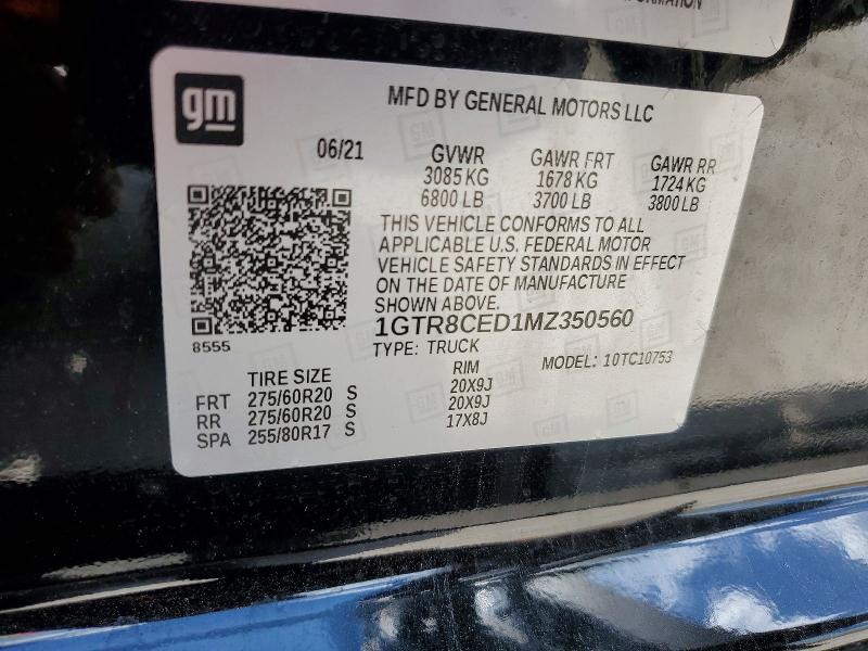 49874026 :رقم المزاد ، 1GTR8CED1MZ350560 vin ، 2021 Gmc Sierra مزاد بيع