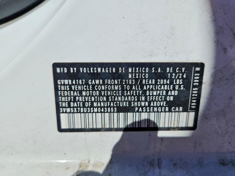 Продажа на аукционе авто 2025 Volkswagen Jetta, vin: 3VW5X7BU3SM043853, номер лота: 48905376