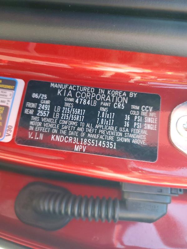 2025 Kia Niro Ev მანქანა იყიდება აუქციონზე, vin: KNDCR3L18S5145351, აუქციონის ნომერი: 49034156