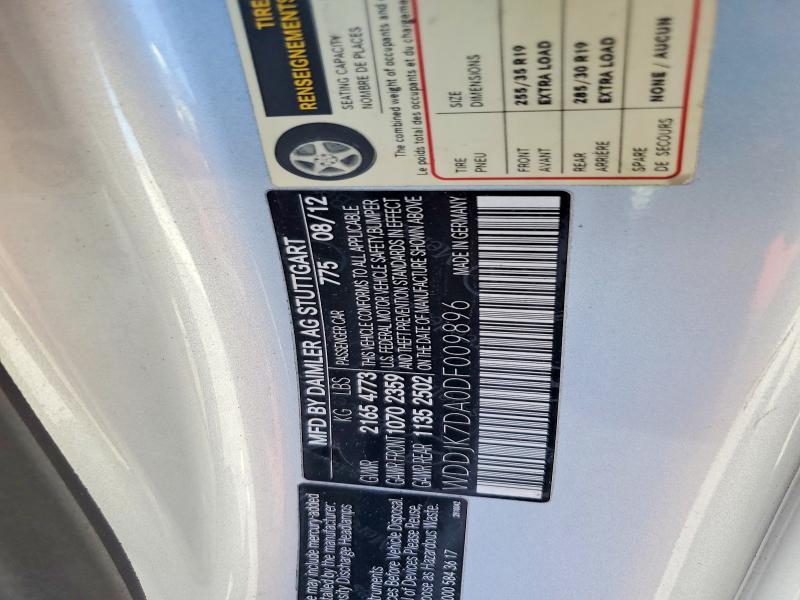Aukcja sprzedaży 2013 Mercedes-benz Sl, vin: WDDJK7DA0DF009896, numer aukcji: 50756346