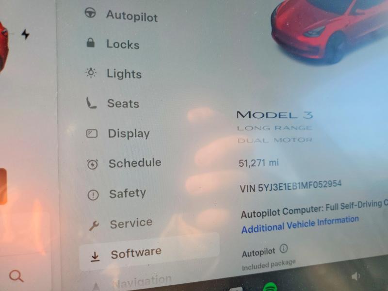 2021 Tesla Model 3 მანქანა იყიდება აუქციონზე, vin: 5YJ3E1EB1MF052954, აუქციონის ნომერი: 49705176