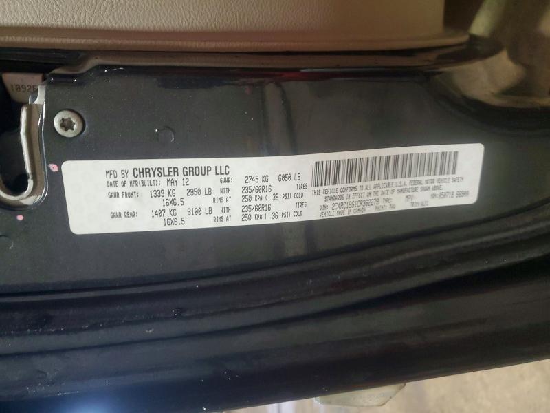 Продажа на аукционе авто 2012 Chrysler Town & Country, vin: 2C4RC1BG1CR362279, номер лота: 50729306