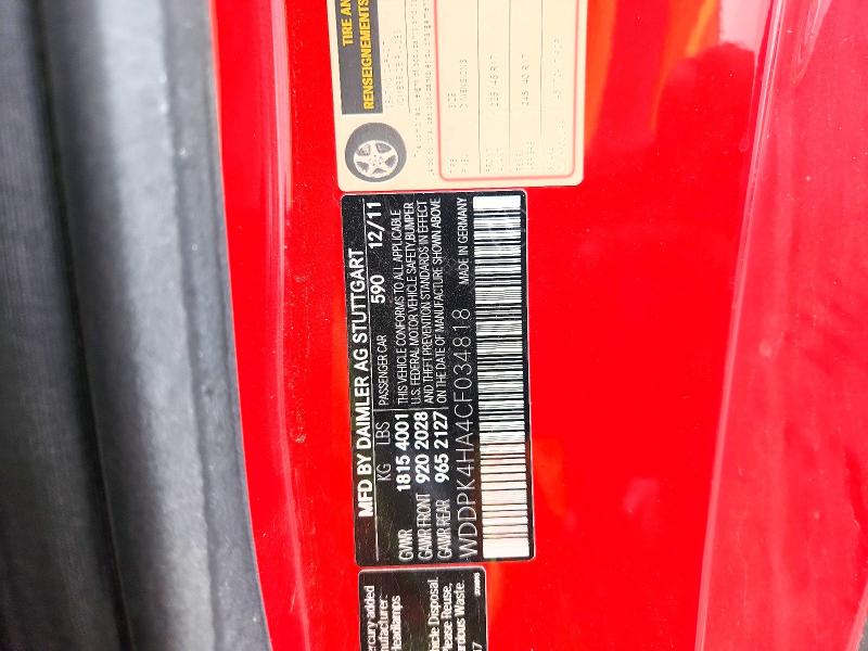 Aukcja sprzedaży 2012 Mercedes-benz Slk, vin: WDDPK4HA4CF034818, numer aukcji: 50821976