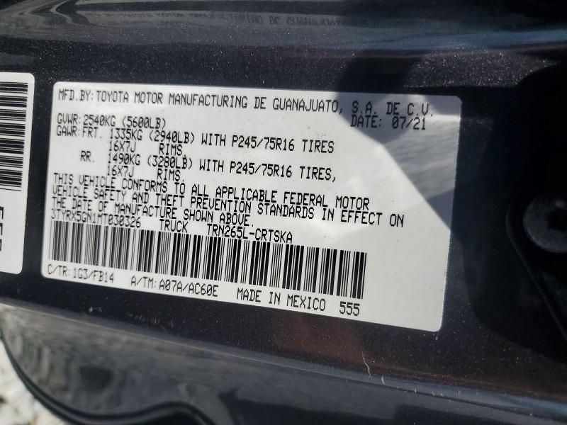 49929426 :رقم المزاد ، 3TYRX5GN1MT030326 vin ، 2021 Toyota Tacoma مزاد بيع