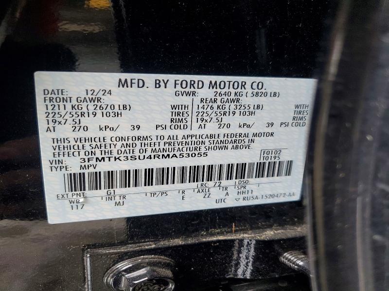 47143336 :رقم المزاد ، 3FMTK3SU4RMA53055 vin ، 2024 Ford Mustang Mach-e مزاد بيع