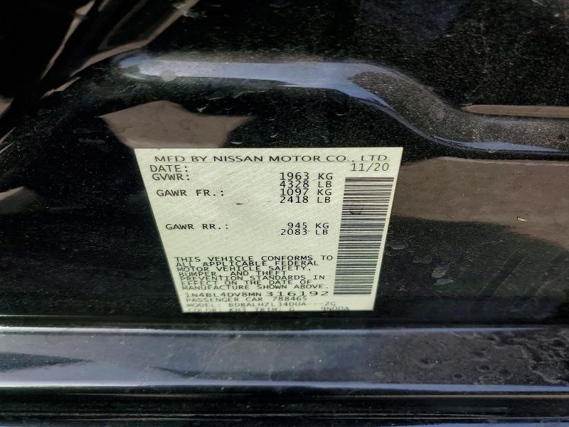 Продаж на аукціоні авто 2021 Nissan Altima, vin: 1N4BL4DV8MN316192, номер лоту: 49461176