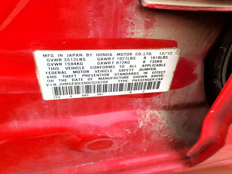 48513036 :رقم المزاد ، JHMGE8H39DC026208 vin ، 2013 Honda Fit مزاد بيع