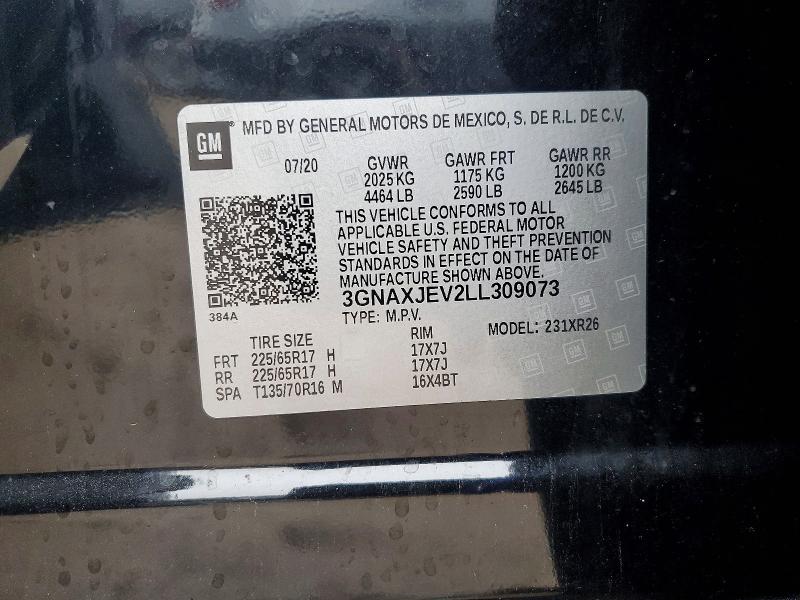 51549526 :رقم المزاد ، 3GNAXJEV2LL309073 vin ، 2020 Chevrolet Equinox مزاد بيع
