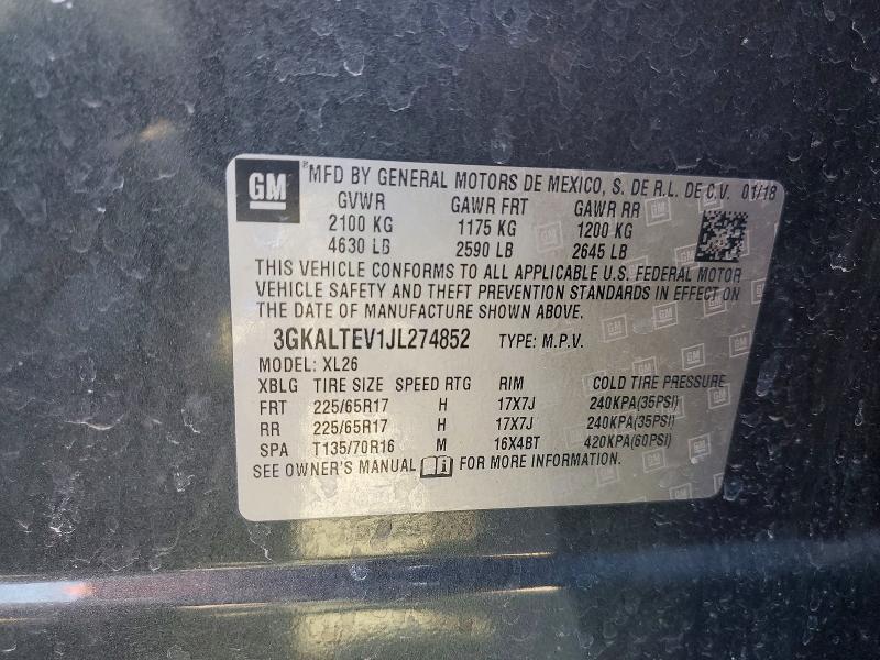 50591586 :رقم المزاد ، 3GKALTEV1JL274852 vin ، 2018 Gmc Terrain مزاد بيع
