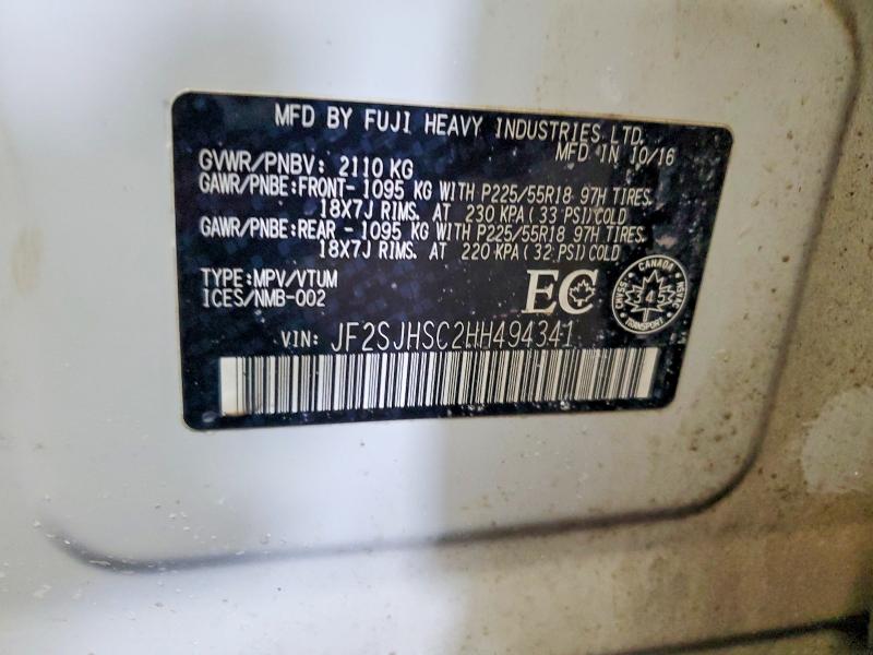 Продаж на аукціоні авто 2017 Subaru Forester, vin: JF2SJHSC2HH494341, номер лоту: 46626116