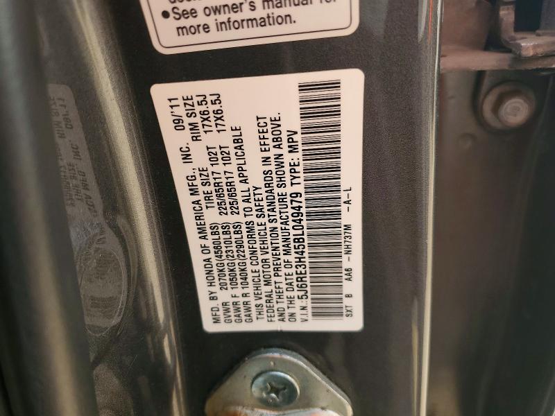 2011 Honda Cr-v მანქანა იყიდება აუქციონზე, vin: 5J6RE3H45BL049479, აუქციონის ნომერი: 49877346