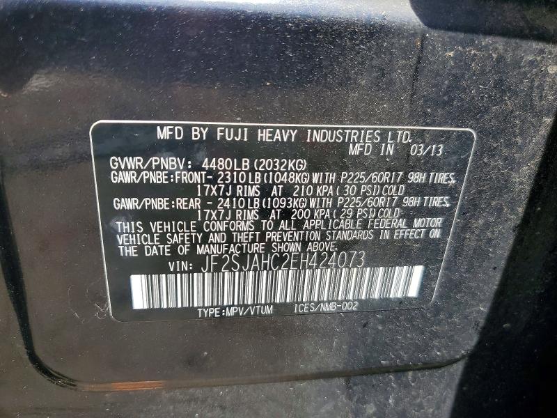 Aukcja sprzedaży 2014 Subaru Forester, vin: JF2SJAHC2EH424073, numer aukcji: 48879636