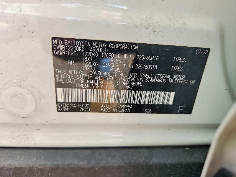 Продажа на аукционе авто 2022 Toyota Rav4, vin: JTME6RFV3ND531687, номер лота: 50154306