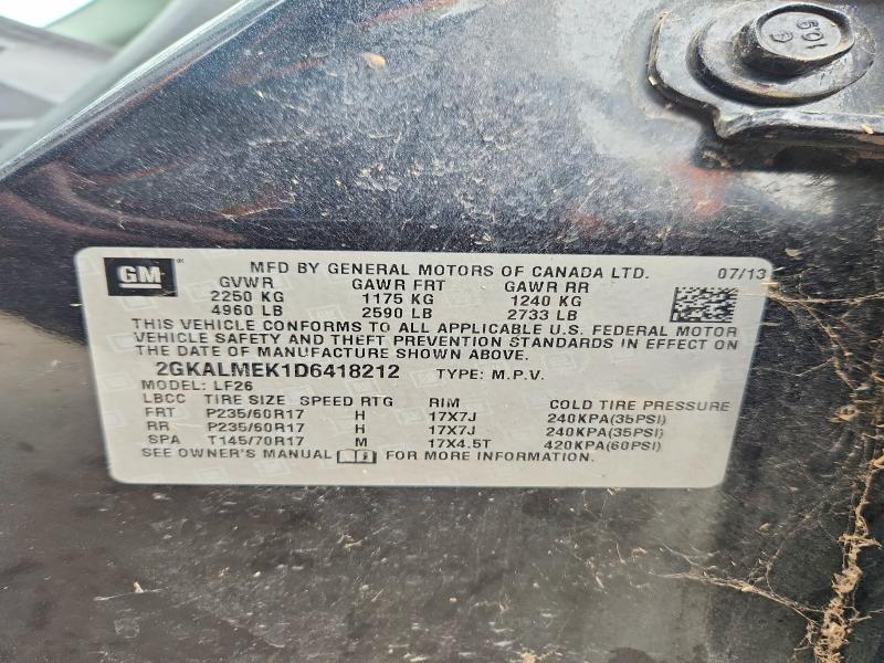 Aukcja sprzedaży 2013 Gmc Terrain, vin: 2GKALMEK1D6418212, numer aukcji: 50526816