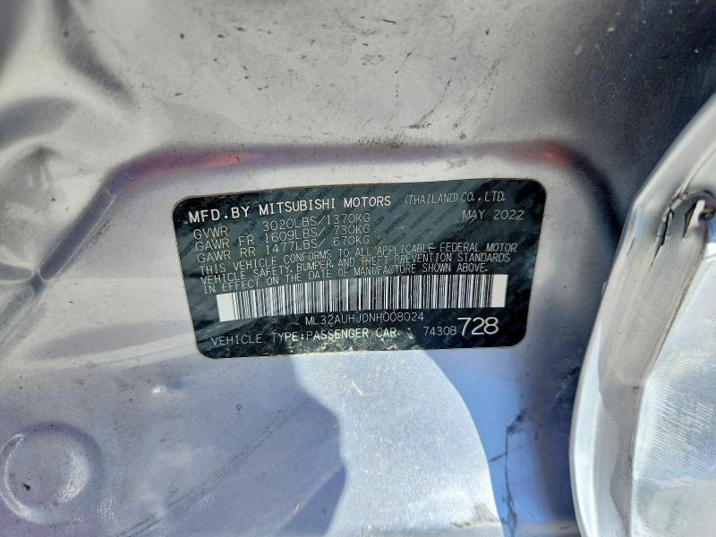 Продаж на аукціоні авто 2022 Mitsubishi Mirage, vin: ML32AUHJ0NH008024, номер лоту: 48945896