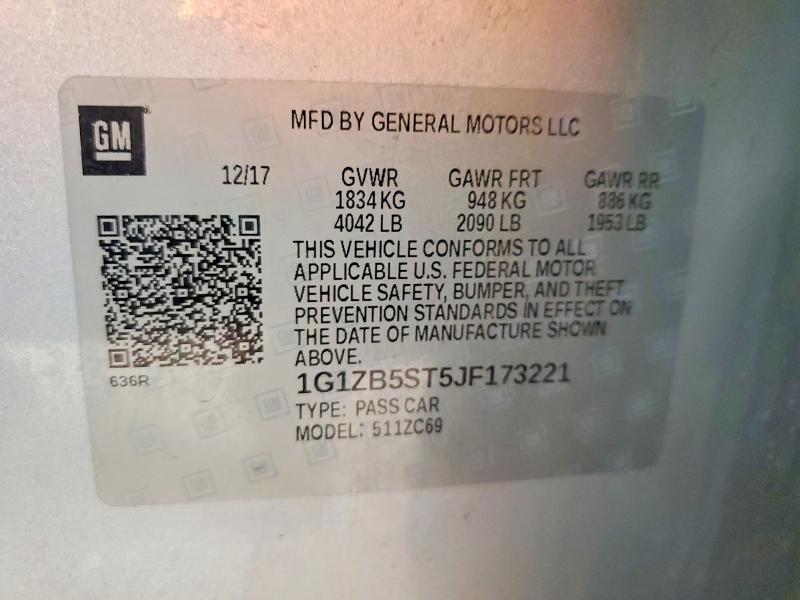 51703326 :رقم المزاد ، 1G1ZB5ST5JF173221 vin ، 2018 Chevrolet Malibu مزاد بيع