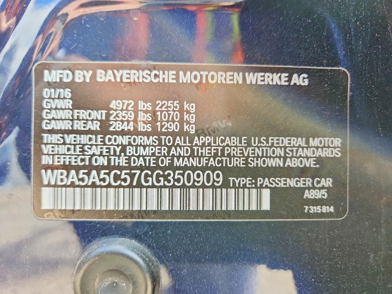 51875556 :رقم المزاد ، WBA5A5C57GG350909 vin ، 2016 Bmw 528 مزاد بيع