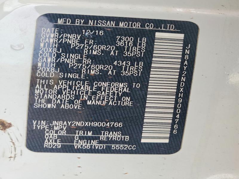 Продажа на аукционе авто 2017 Nissan Armada, vin: JN8AY2NDXH9004766, номер лота: 49827296