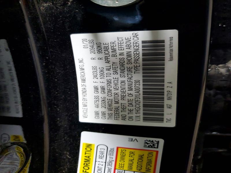 Продажа на аукционе авто 2020 Honda Accord, vin: 1HGCV2F31LA007230, номер лота: 51540716