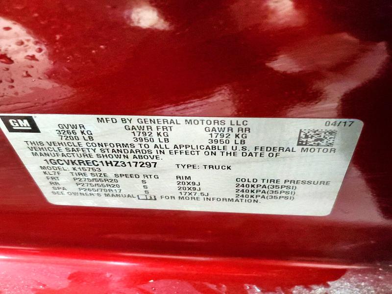 2017 Chevrolet Silverado მანქანა იყიდება აუქციონზე, vin: 1GCVKREC1HZ317297, აუქციონის ნომერი: 51449576