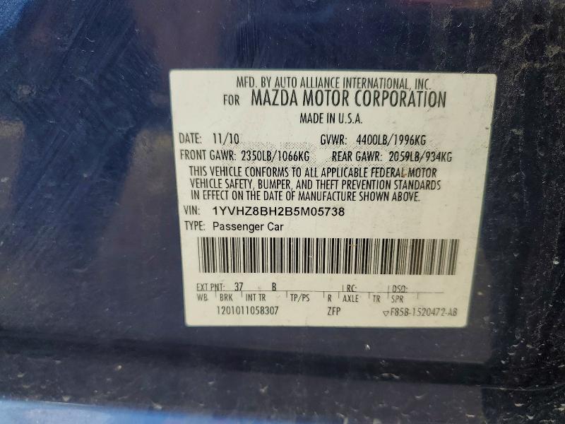 Aukcja sprzedaży 2011 Mazda 6, vin: 1YVHZ8BH2B5M05738, numer aukcji: 48087456