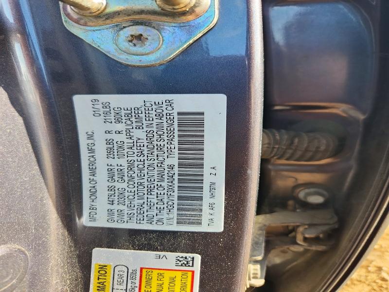 48513266 :رقم المزاد ، 1HGCV1F3XKA042146 vin ، 2019 Honda Accord مزاد بيع