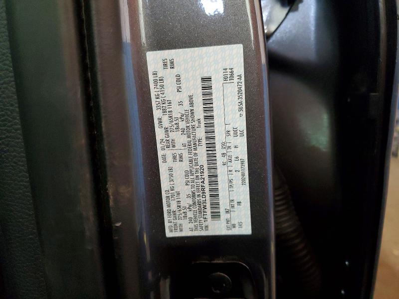 2024 Ford F150 მანქანა იყიდება აუქციონზე, vin: 1FTFW3LD9RFA21920, აუქციონის ნომერი: 48746376