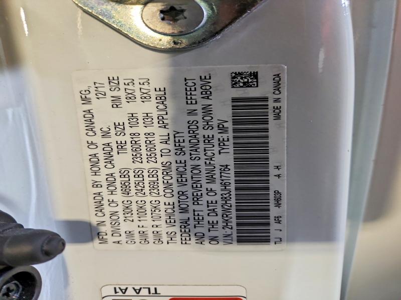 49892046 :رقم المزاد ، 2HKRW2H83JH617764 vin ، 2018 Honda Cr-v مزاد بيع