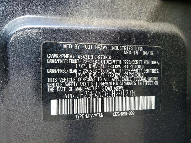 Продаж на аукціоні авто 2016 Subaru Crosstrek, vin: JF2GPANC6GH291278, номер лоту: 51620146