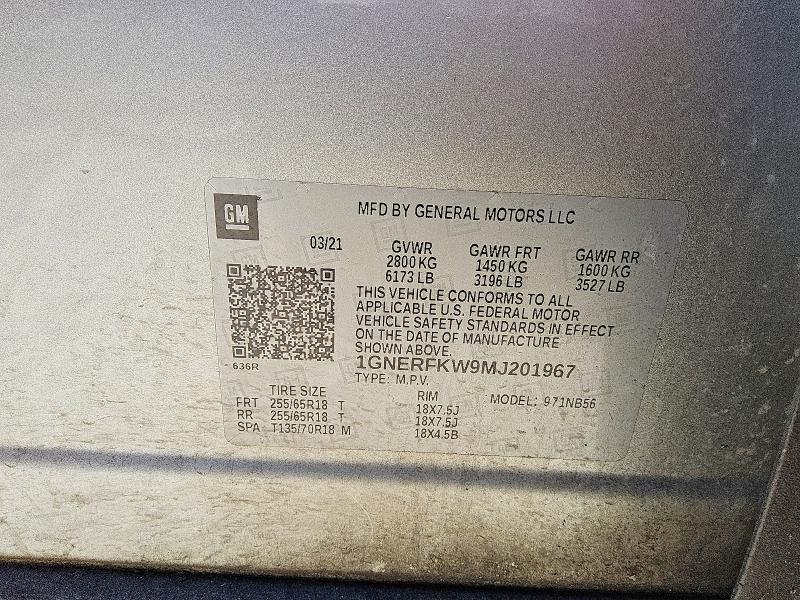 2021 Chevrolet Traverse მანქანა იყიდება აუქციონზე, vin: 1GNERFKW9MJ201967, აუქციონის ნომერი: 51026556