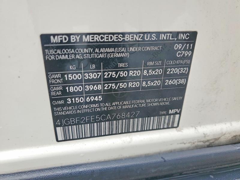 Auction sale of the 2012 Mercedes-benz Gl, vin: 4JGBF2FE5CA768427, lot number: 51664046