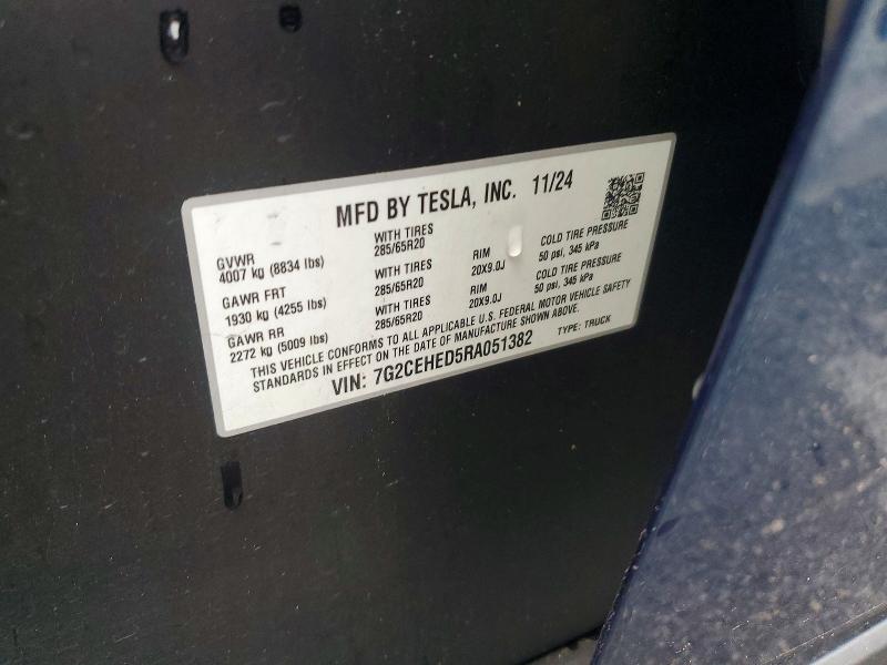 48893086 :رقم المزاد ، 7G2CEHED5RA051382 vin ، 2024 Tesla Cybertruck مزاد بيع