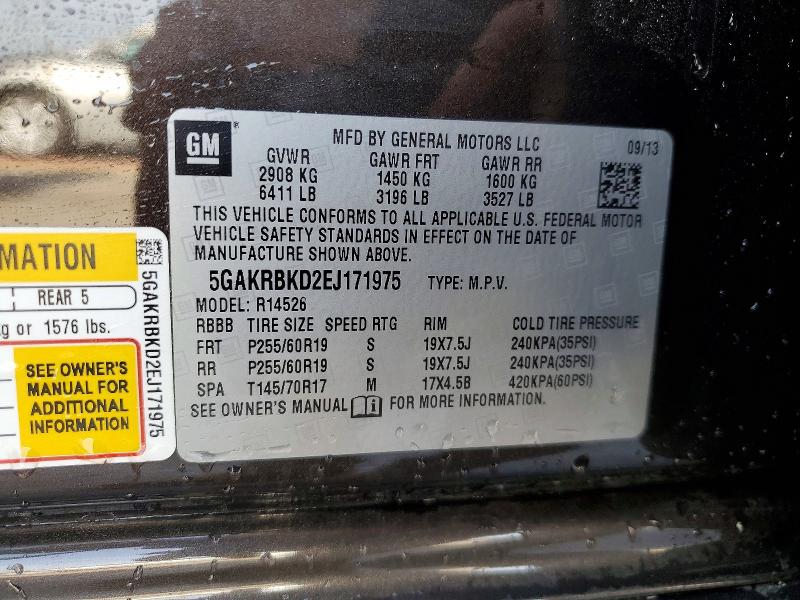 49305166 :رقم المزاد ، 5GAKRBKD2EJ171975 vin ، 2014 Buick Enclave مزاد بيع