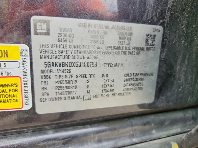 48644346 :رقم المزاد ، 5GAKVBKDXGJ180793 vin ، 2016 Buick Enclave مزاد بيع