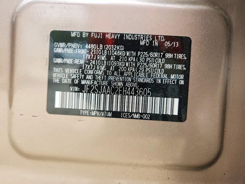 Aukcja sprzedaży 2014 Subaru Forester, vin: JF2SJAAC2EH443605, numer aukcji: 49310756