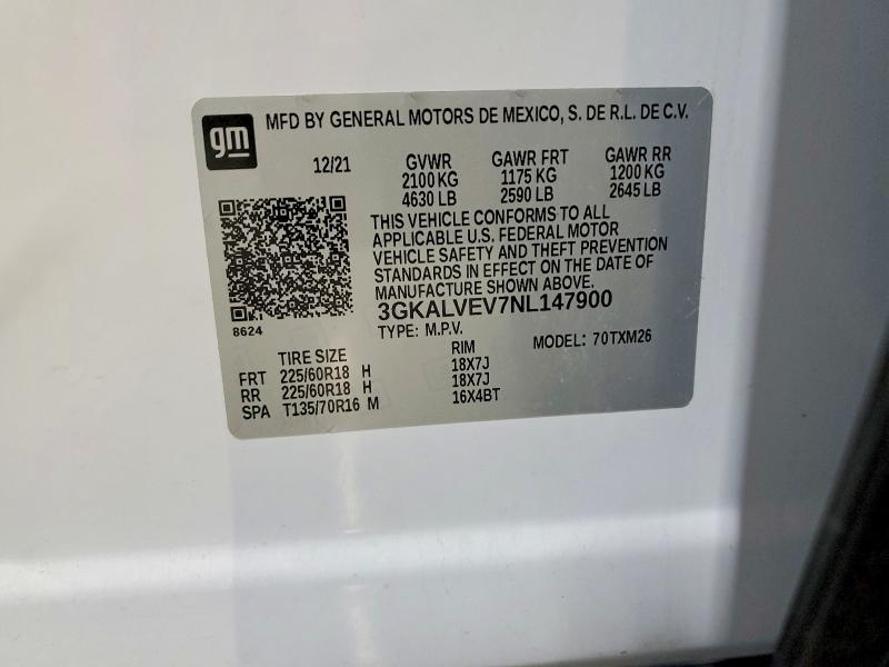 50961056 :رقم المزاد ، 3GKALVEV7NL147900 vin ، 2022 Gmc Terrain مزاد بيع