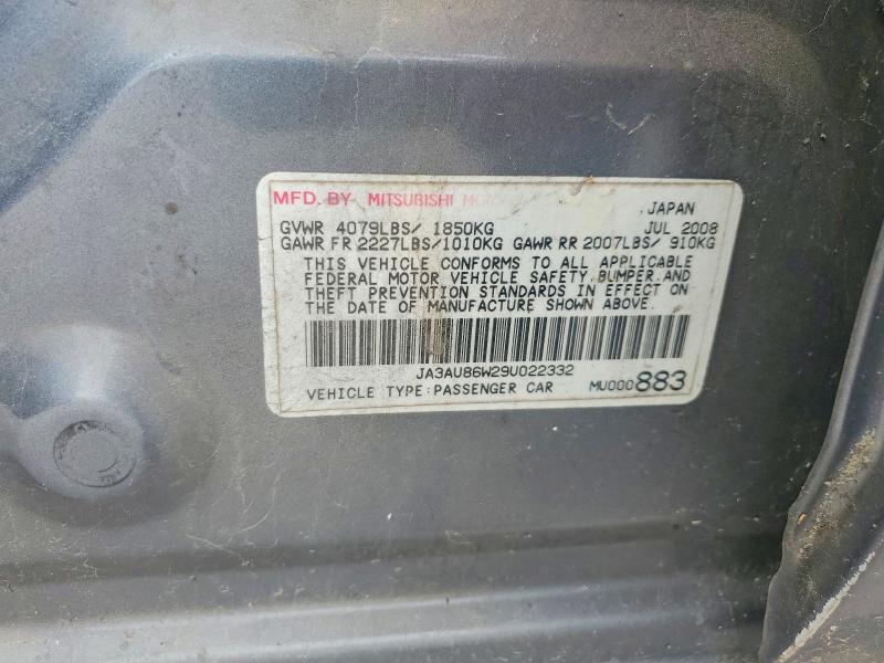 Aukcja sprzedaży 2009 Mitsubishi Lancer, vin: JA3AU86W29U022332, numer aukcji: 51440006