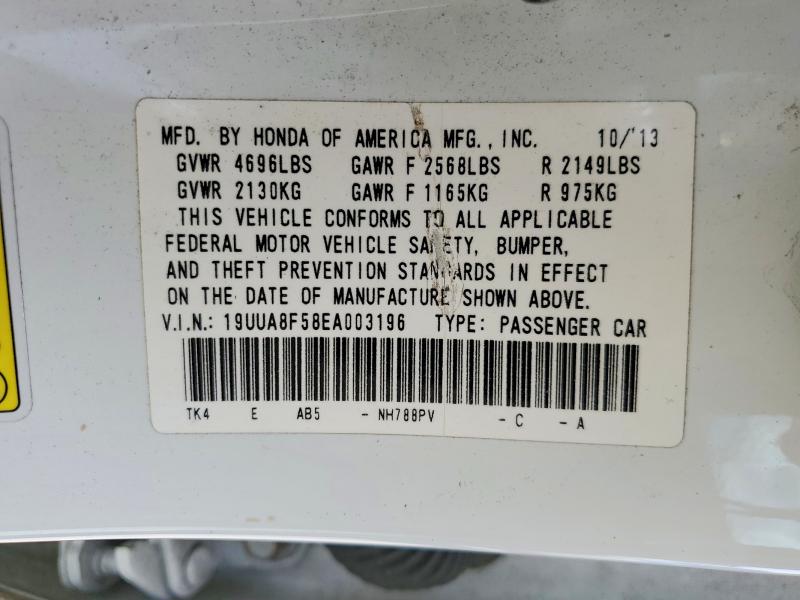 2014 Acura Tl მანქანა იყიდება აუქციონზე, vin: 19UUA8F58EA003196, აუქციონის ნომერი: 50284586