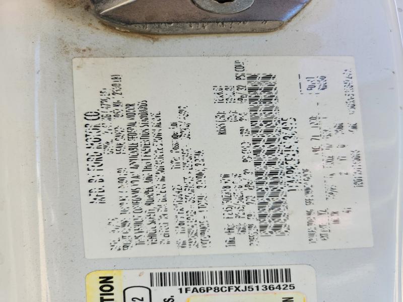 48770236 :رقم المزاد ، 1FA6P8CFXJ5136425 vin ، 2018 Ford Mustang مزاد بيع