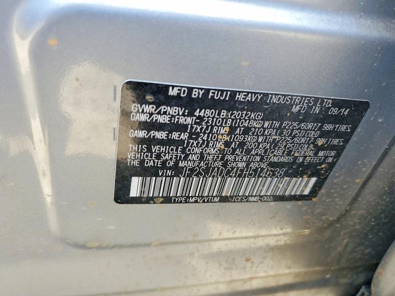 Aukcja sprzedaży 2015 Subaru Forester, vin: JF2SJADC4FH514638, numer aukcji: 50966356
