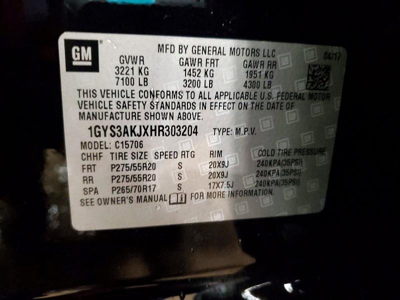 Продаж на аукціоні авто 2017 Cadillac Escalade, vin: 1GYS3AKJXHR303204, номер лоту: 51821426