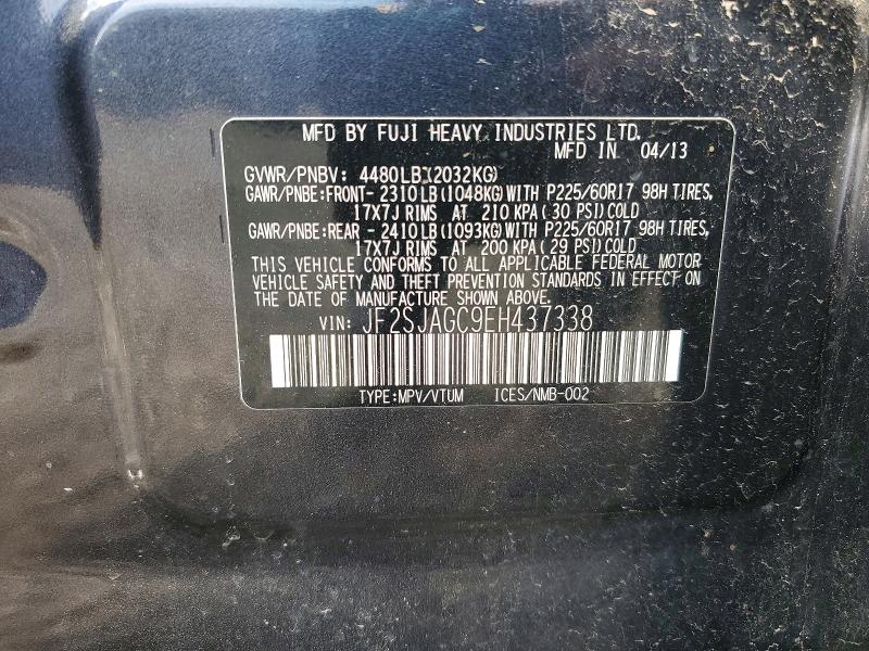 50262776 :رقم المزاد ، JF2SJAGC9EH437338 vin ، 2014 Subaru Forester مزاد بيع